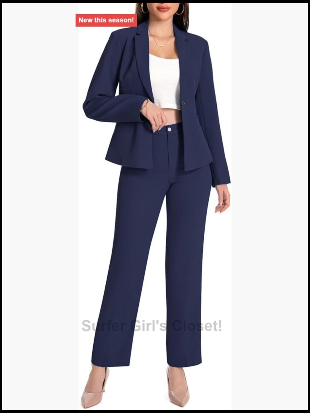 2 Piece Pantsuit Set for Work Business Casual Long Sleeve Blazer and Pants
